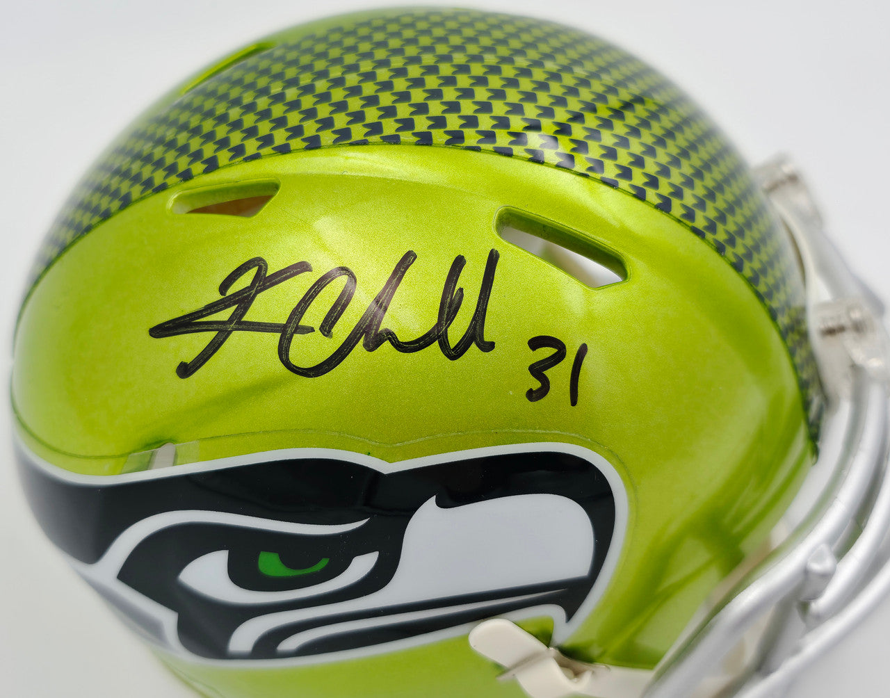 Kam Chancellor Autographed Seattle Seahawks Flash Green Speed Mini Helmet Beckett BAS Witness Stock #259853