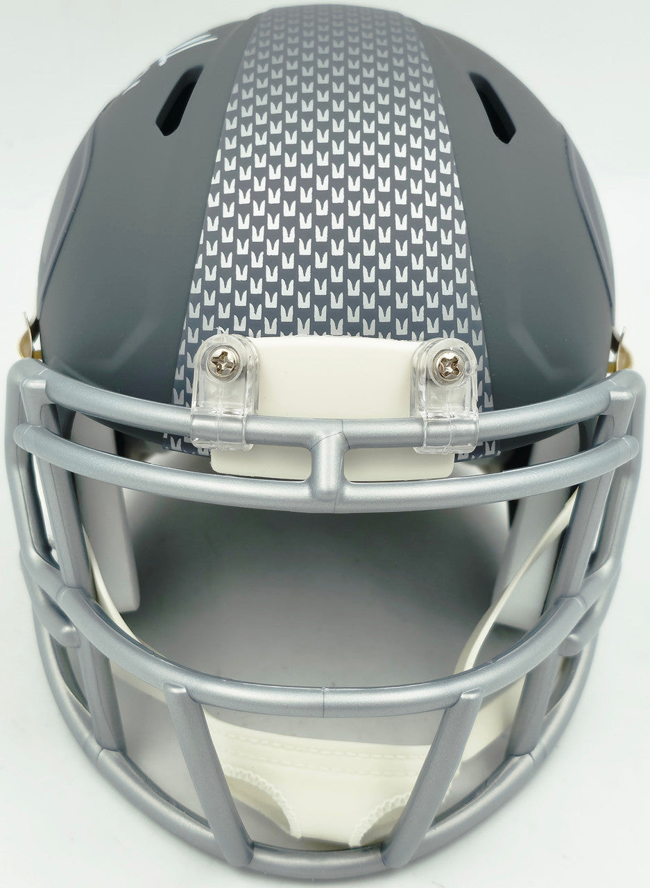 Kam Chancellor Autographed Seattle Seahawks Slate Silver Speed Mini Helmet Beckett BAS Witness Stock #259854