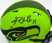 Kam Chancellor Autographed Seattle Seahawks Rave Green Speed Mini Helmet Beckett BAS Witness Stock #259857