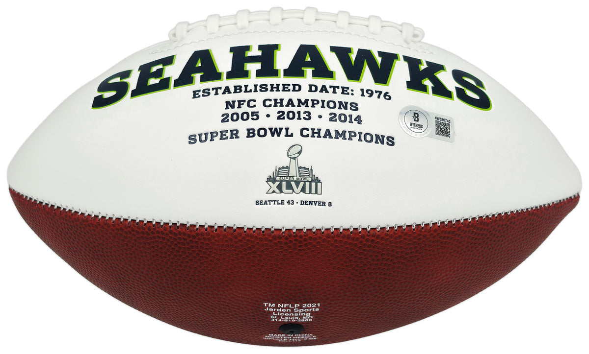 Kam Chancellor Autographed White Seattle Seahawks Logo Football Beckett BAS Witness Stock #259858