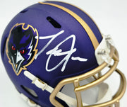 Terrell Suggs Autographed Baltimore Ravens 2024 Alternate Purple Speed Mini Helmet Beckett BAS Witness Stock #261448