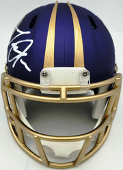 Terrell Suggs Autographed Baltimore Ravens 2024 Alternate Purple Speed Mini Helmet Beckett BAS Witness Stock #261448