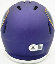 Terrell Suggs Autographed Baltimore Ravens 2024 Alternate Purple Speed Mini Helmet Beckett BAS Witness Stock #261448