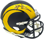 Aaron Donald Autographed Los Angeles Rams Black Rivalries Speed Mini Helmet Beckett BAS Witness Stock #261457