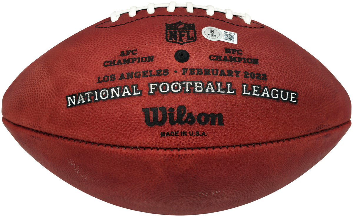 Aaron Donald Autographed Los Angeles Rams Official Super Bowl LVI Logo Leather Football Beckett BAS Witness Stock #261458