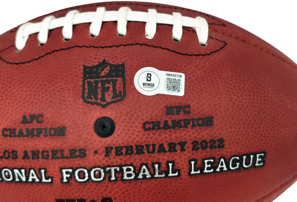 Aaron Donald Autographed Los Angeles Rams Official Super Bowl LVI Logo Leather Football Beckett BAS Witness Stock #261458