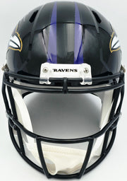 Terrell Suggs Autographed Baltimore Ravens Black Full Size Speed Replica Helmet Beckett BAS Witness Stock #261447