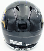 Terrell Suggs Autographed Baltimore Ravens Black Full Size Speed Replica Helmet Beckett BAS Witness Stock #261447