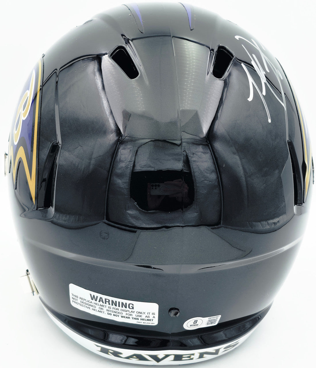 Terrell Suggs Autographed Baltimore Ravens Black Full Size Speed Replica Helmet Beckett BAS Witness Stock #261447
