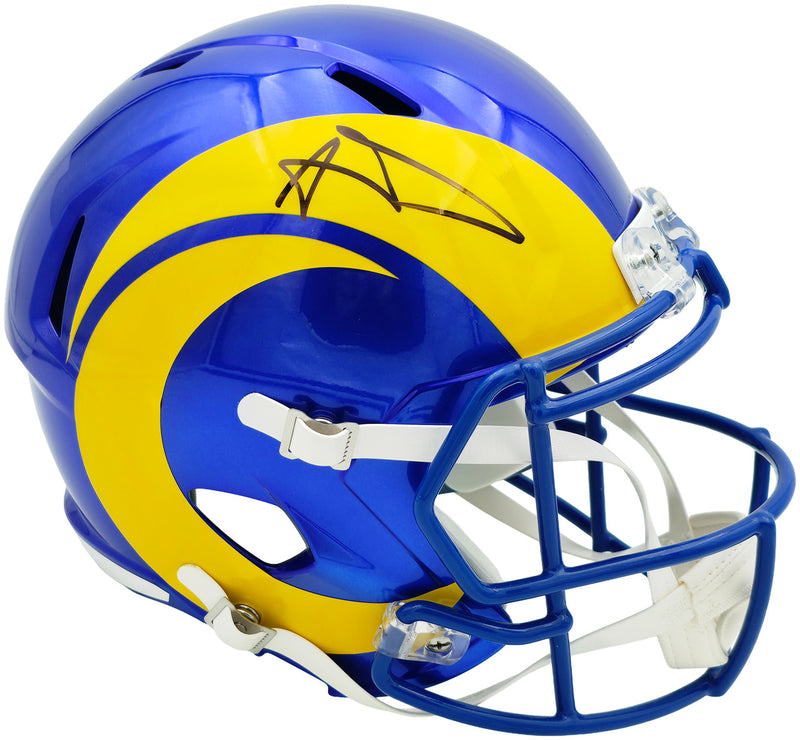 Aaron Donald Autographed Los Angeles Rams 2020 Alternate Blue Full Size Speed Replica Helmet Beckett BAS Witness Stock #261454