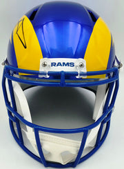 Aaron Donald Autographed Los Angeles Rams 2020 Alternate Blue Full Size Speed Replica Helmet Beckett BAS Witness Stock #261454
