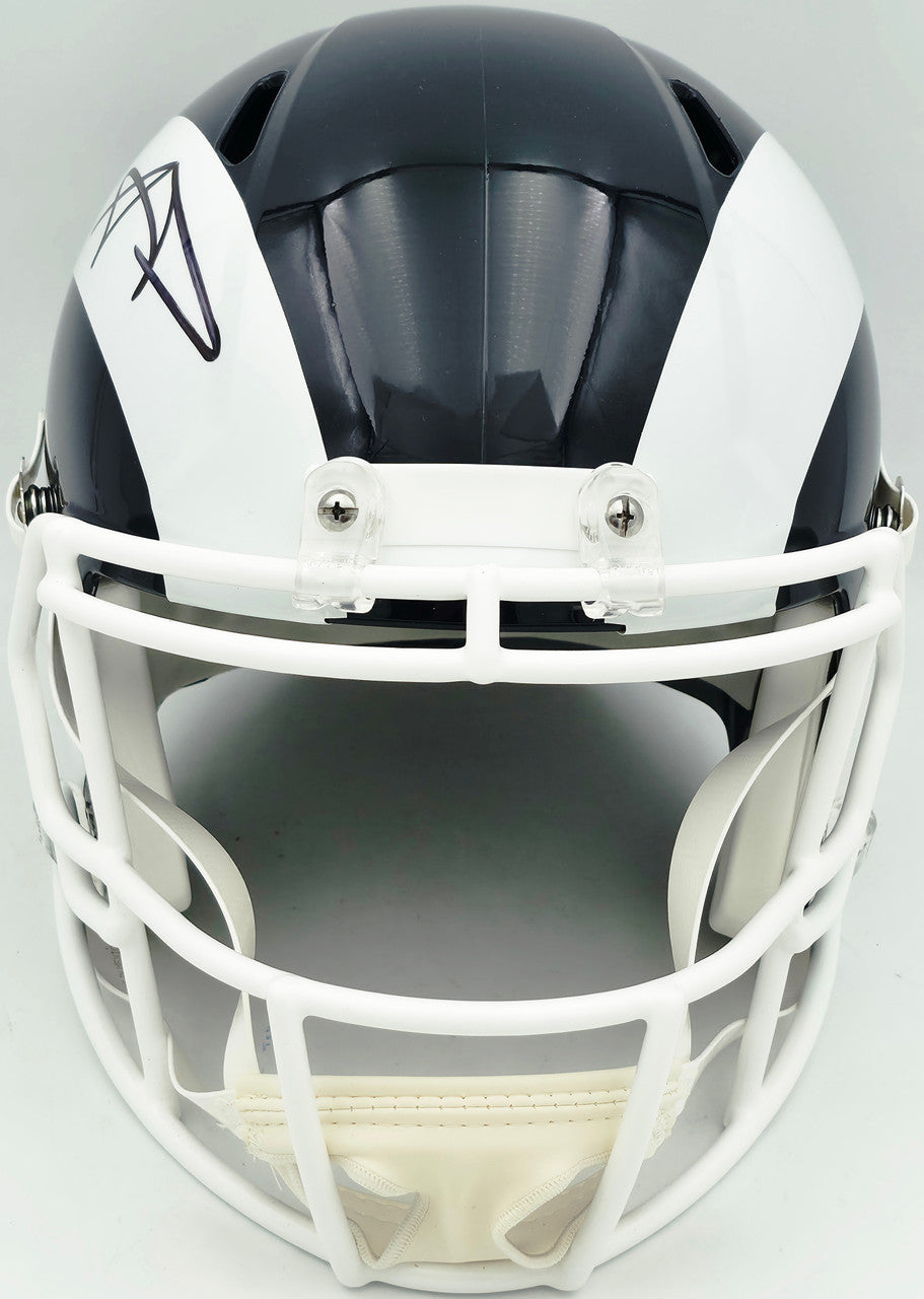 Aaron Donald Autographed Los Angeles Rams Blue Full Size Speed Replica Helmet Beckett BAS Witness Stock #261455