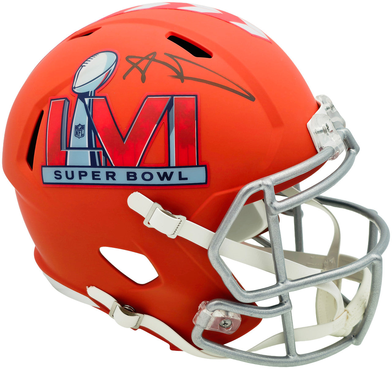 Aaron Donald Autographed Los Angeles Rams Orange Super Bowl LVI Logo Full Size Speed Replica Helmet Beckett BAS Witness Stock #261456