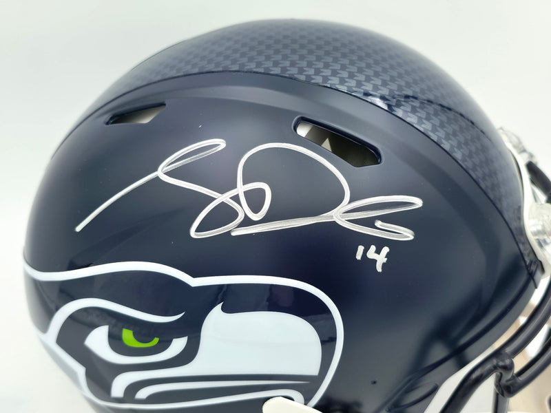Sam Darnold Autographed Seattle Seahawks Blue Full Size Speed Authentic Helmet Beckett BAS Witness Stock #261504