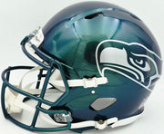 Sam Darnold Autographed Seattle Seahawks Metallic Green Rivalries Full Size Speed Authentic Helmet Beckett BAS Witness Stock #261506