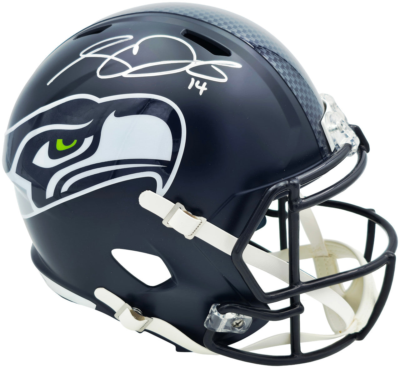 Sam Darnold Autographed Seattle Seahawks Blue Super Bowl LX Champions Logo Full Size Speed Replica Helmet Beckett BAS Witness Stock #261508
