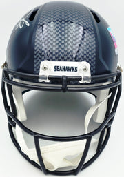 Sam Darnold Autographed Seattle Seahawks Blue Super Bowl LX Champions Logo Full Size Speed Replica Helmet Beckett BAS Witness Stock #261508