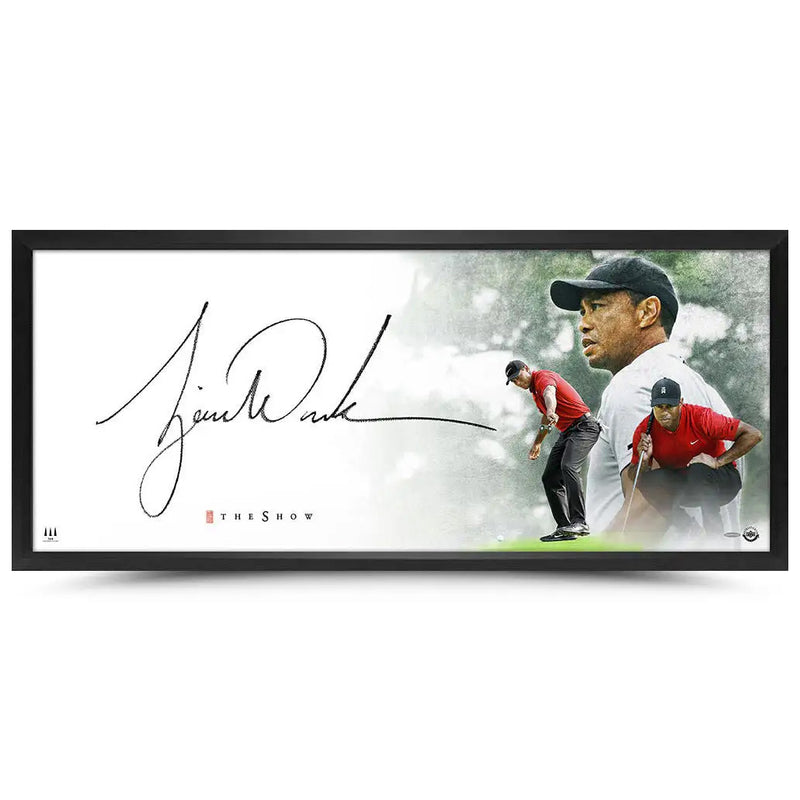 Tiger Woods Autographed Framed The Show 'Masterpiece' 18x44 Photo UDA Holo Stock #261611