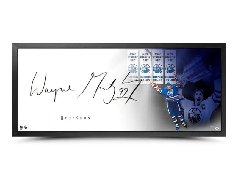 Wayne Gretzky Autographed Framed The Show 'Banners' 18x44 Photo Edmonton Oilers UDA Holo Stock #261616
