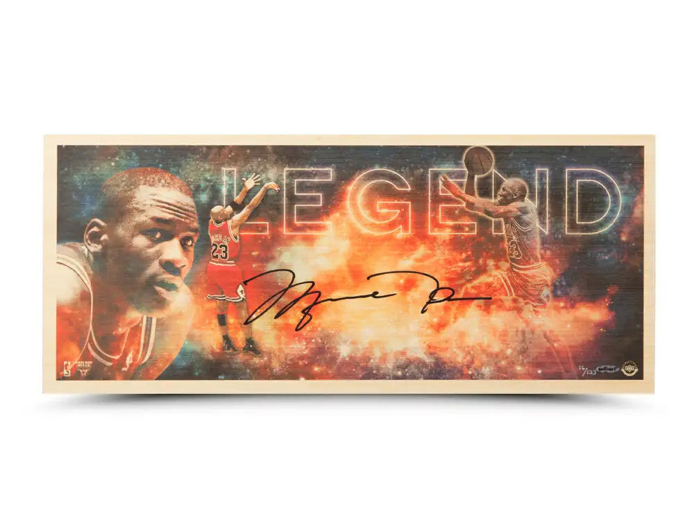 Michael Jordan Autographed Upper Deck Legend Bamboo 11x26 Print Chicago Bulls #/123 UDA Holo Stock #261620