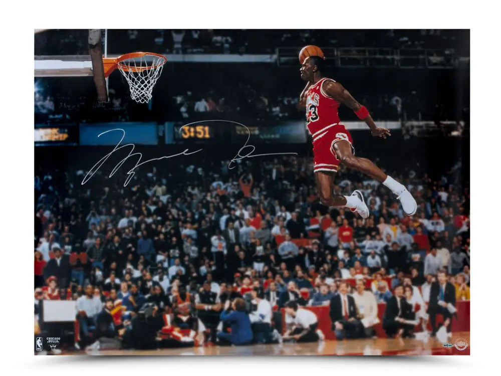 Michael Jordan Autographed 1988 Slam Dunk Contest 30x40 Photo Chicago Bulls UDA Holo Stock #261628