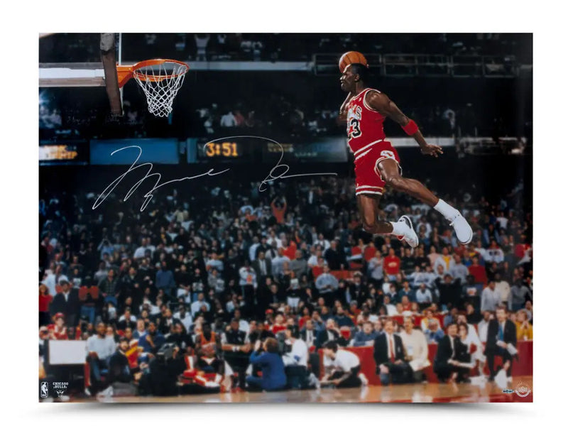 Michael Jordan Autographed 1988 Slam Dunk Contest 30x40 Photo Chicago Bulls UDA Holo Stock #261628