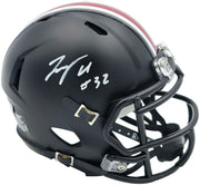 TreVeyon Henderson Autographed Ohio State Buckeyes Alternate Black Speed Mini Helmet Beckett BAS Witness Stock #261834