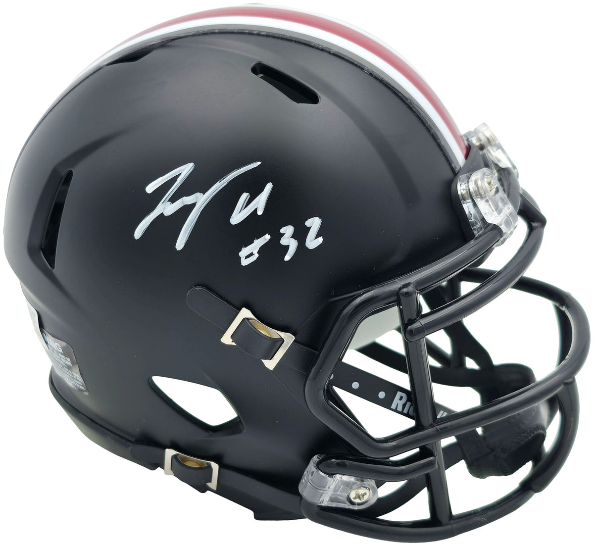 TreVeyon Henderson Autographed Ohio State Buckeyes Alternate Black Speed Mini Helmet Beckett BAS Witness Stock #261834