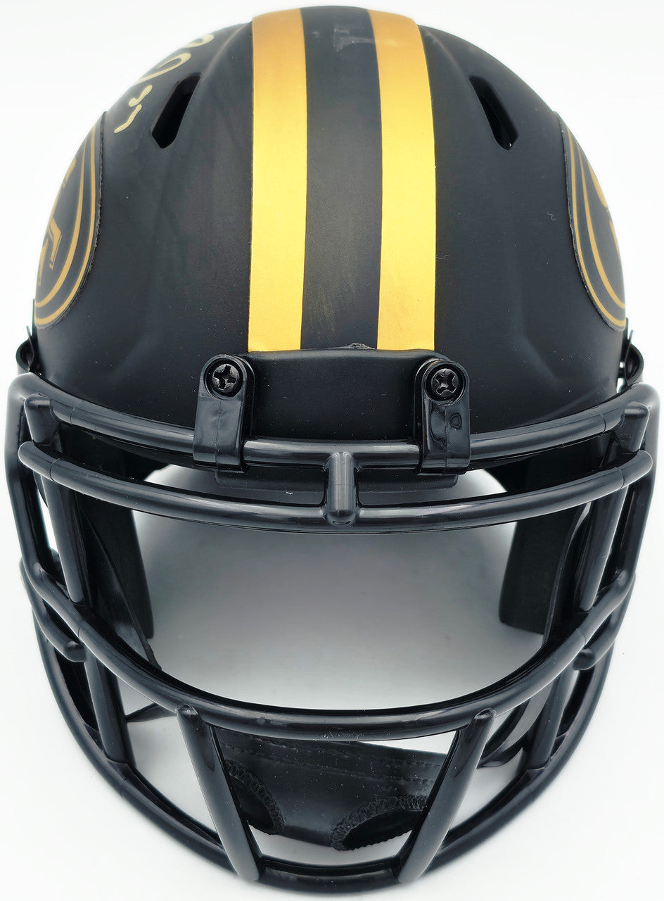 Fred Warner Autographed San Francisco 49ers Eclipse Black Speed Mini Helmet Beckett BAS Witness Stock #261835