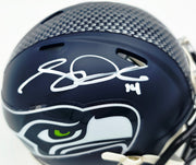 Sam Darnold Autographed Seattle Seahawks Blue SB LX Champions Logo Speed Mini Helmet Beckett BAS Witness Stock #261843