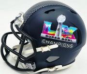 Sam Darnold Autographed Seattle Seahawks Blue SB LX Champions Logo Speed Mini Helmet Beckett BAS Witness Stock #261843