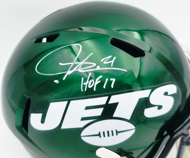 LaDainian Tomlinson Autographed New York Jets 2019 Alternate Green Full Size Speed Replica Helmet "HOF 17" Beckett BAS Witness Stock #261833