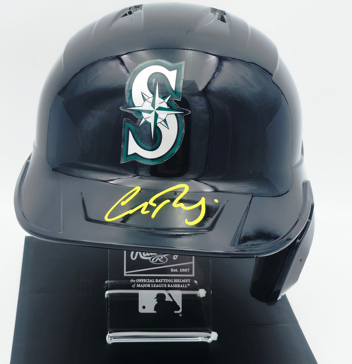 Cal Raleigh Autographed Seattle Mariners Navy Full Size Mach Pro Replica Helmet Fanatics & MLB Holo Stock #261839