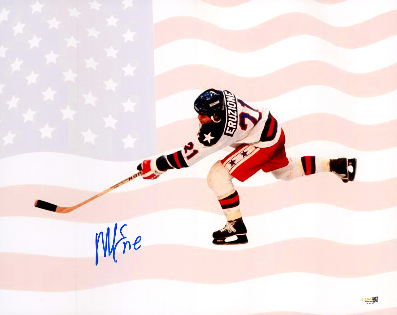 Mike Eruzione Autographed 16x20 Photo 1980 Team USA Miracle on Ice JSA Witness Stock #261559