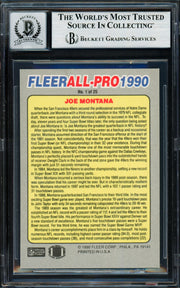 Joe Montana Autographed 1990 Fleer All Pro Card #1 San Francisco 49ers Auto Grade Gem Mint 10 Beckett BAS Stock #261780
