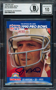 Joe Montana Autographed 1990 Pro Set Card #408 San Francisco 49ers Auto Grade Gem Mint 10 Beckett BAS Stock #261784