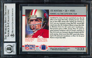 Joe Montana Autographed 1990 Pro Set Supermen Card #33 San Francisco 49ers Auto Grade Gem Mint 10 Beckett BAS Stock #261785