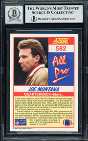 Joe Montana Autographed 1990 Score Card #582 San Francisco 49ers Auto Grade Gem Mint 10 Beckett BAS Stock #261791