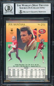 Joe Montana Autographed 1991 Fleer Ultra Card #251 San Francisco 49ers Auto Grade Gem Mint 10 Beckett BAS Stock #261793