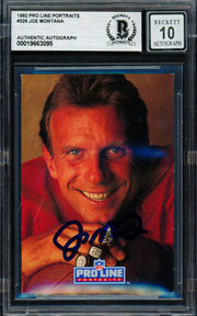 Joe Montana Autographed 1992 Proline Portraits Card #329 San Francisco 49ers Auto Grade Gem Mint 10 Beckett BAS Stock #261803