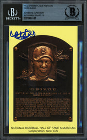 Ichiro Suzuki Autographed Hall of Fame Plaque Postcard Seattle Mariners Auto Grade Gem Mint 10 Beckett BAS Stock #261813
