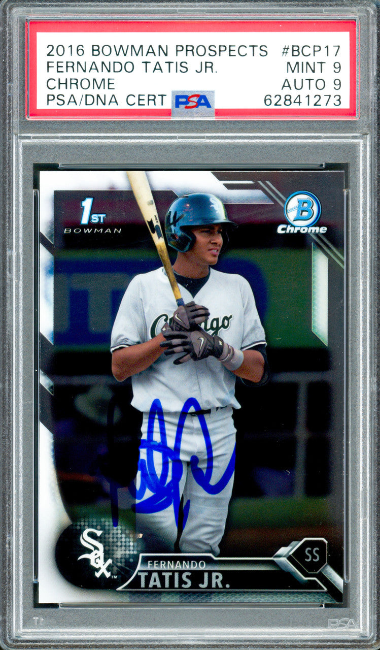 Fernando Tatis Jr. Autographed 2016 Bowman Chrome Rookie Card #BCP17 San Diego Padres PSA 9 Auto Grade Mint 9 PSA/DNA Stock #262010