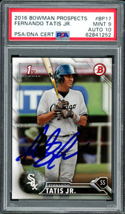 Fernando Tatis Jr. Autographed 2016 Bowman Prospects Rookie Card #BP17 San Diego Padres PSA 9 Auto Grade Gem Mint 10 PSA/DNA Stock #262013