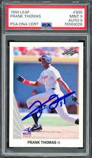 Frank Thomas Autographed 1990 Leaf Rookie Card #300 Chicago White Sox PSA 9 Auto Grade Mint 9 PSA/DNA Stock #262019