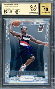 Damian Lillard Autographed 2012-13 Panini Prizm Rookie Card #245 Portland Trail Blazers BGS 9.5 Auto Grade Gem Mint 10 Beckett BAS Stock #262025