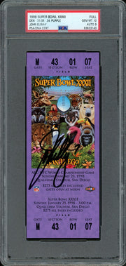 John Elway Autographed 1998 Super Bowl XXXII Ticket Denver Broncos PSA 10 Auto Grade Mint 9 PSA/DNA Stock #262026