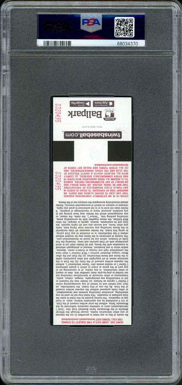 Julio Rodriguez Autographed 2022 MLB Debut Rookie Ticket 4/8/2022 Seattle Mariners PSA 9 (Mascot) PSA/DNA Stock #262041