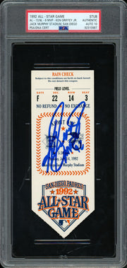Ken Griffey Jr. Autographed 1992 All Star Game Ticket Seattle Mariners Auto Grade Gem Mint 10 "MVP 92" PSA/DNA Stock #262043