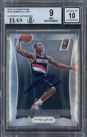 Damian Lillard Autographed 2012-13 Panini Prizm Rookie Card #245 Portland Trail Blazers BGS 9 Auto Grade Gem Mint 10 Beckett BAS Stock #262044