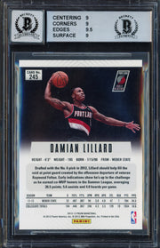 Damian Lillard Autographed 2012-13 Panini Prizm Rookie Card #245 Portland Trail Blazers BGS 9 Auto Grade Gem Mint 10 Beckett BAS Stock #262044